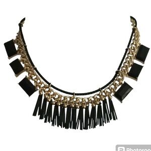 CLEARANCE NWOT Kensie Glam Punk Black & Gold Mixed Metals Fringe Choker